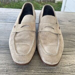 Bruno Magli Penny Loafers Shoes Mens 7 M Brown Suede Leather Dress Slip On Italy